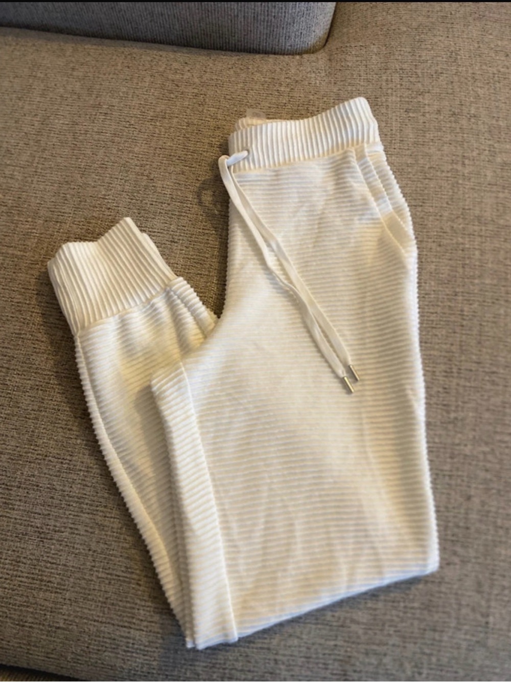 Calia White Ribbed Knit Joggers